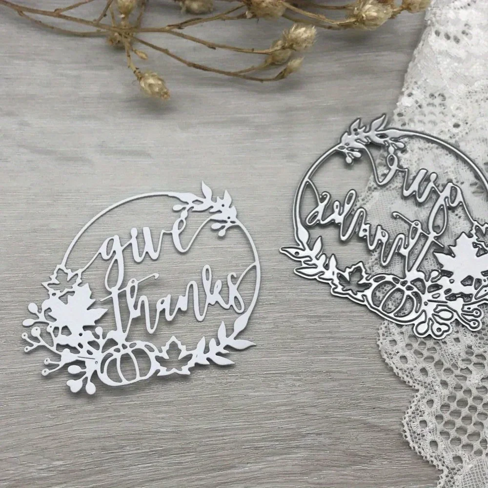 

1pcs metal cutting dies cut die mold give thanks circle decoration Scrapbook paper craft blade punch stencils dies