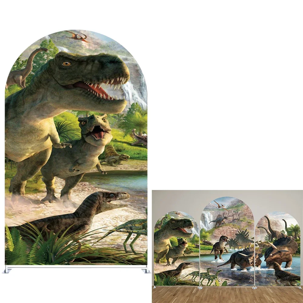 ที่คลุมฉากหลังแบบโค้งสำหรับธีมไดโนเสาร์แผงโค้งสำหรับงานแต่งงานงานวันเกิดและงานเลี้ยงอุปกรณ์ตกแต่งสำหรับงานเลี้ยง