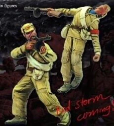 1/35 Resin Soldier Model Kit Korean War People's Army in Battle 2 People Unassembled Unpainted