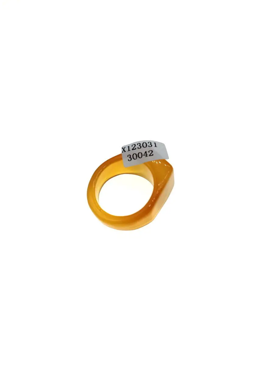 Certified Chinese Natural Yellow Agate Hand Carved Man Ring 1pc