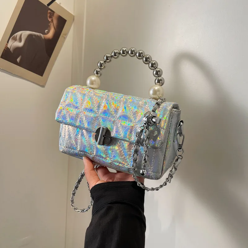 

Exquisite Small Fragrant Style Square Bag for Women - Colorful Trend, Spice Girl - Inspired with Rhombus Beads, Portable Design