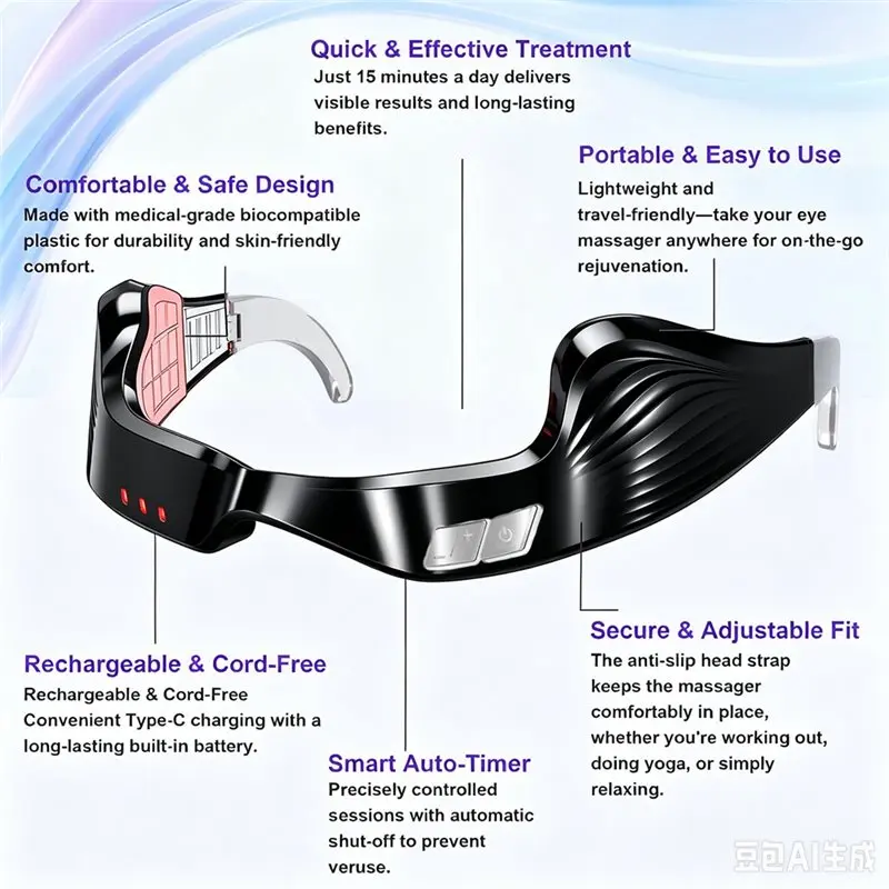 AA20-Under Eye Red Light Therapy Glasses Device 650Nm Eye Mask For Periorbital Wrinkles, Dark Circles & Eye Bags