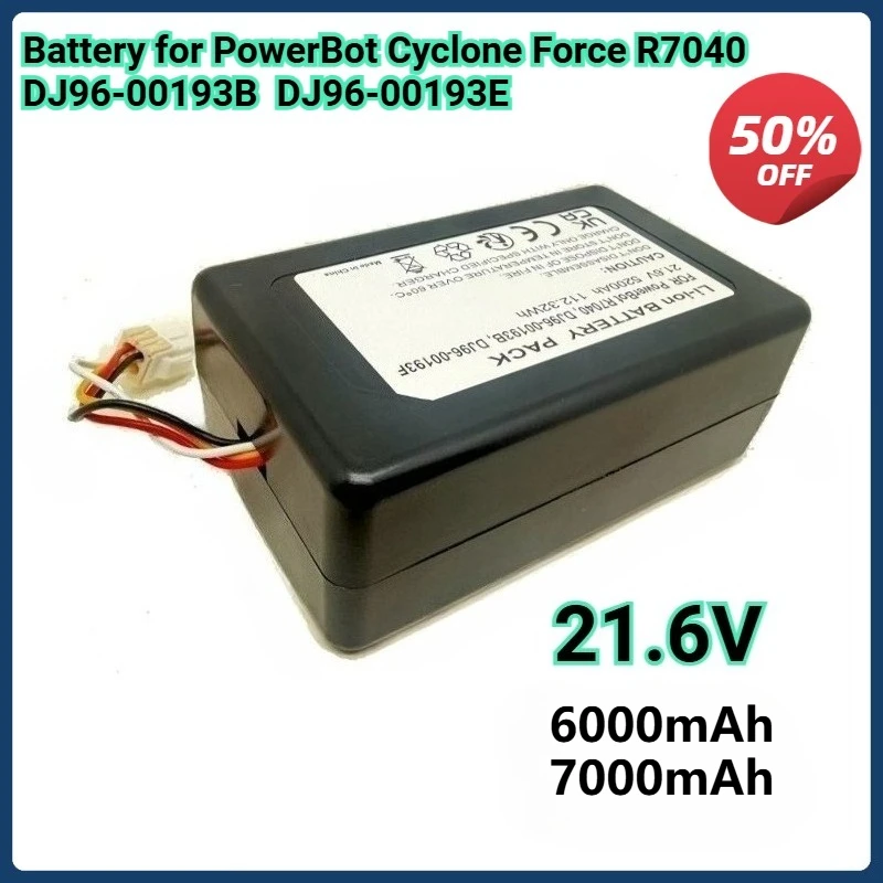 

21.6V/6000-7000mAh Robot Vacuum Cleaner Battery for Samsung PowerBot Cyclone Force R7040 DJ96-00193B DJ96-00193E R1AM7010UW / AA