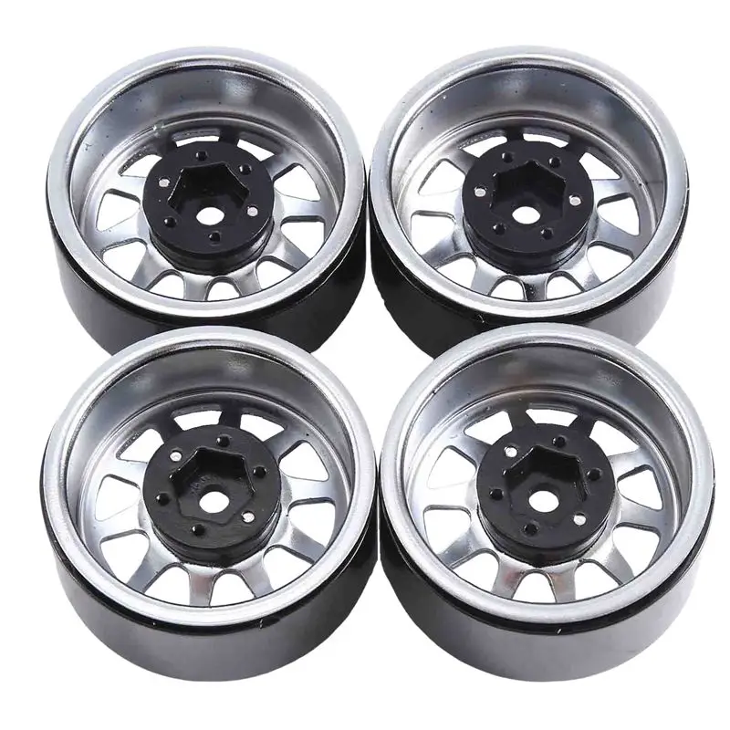 FBIL-4PCS Metal Alloy 1.9 Beadlock Wheel Rims For 1:10 RC Crawler Axial SCX10 AXI03007 90046 TRX4 Redcat GEN8 Accessories (Silve