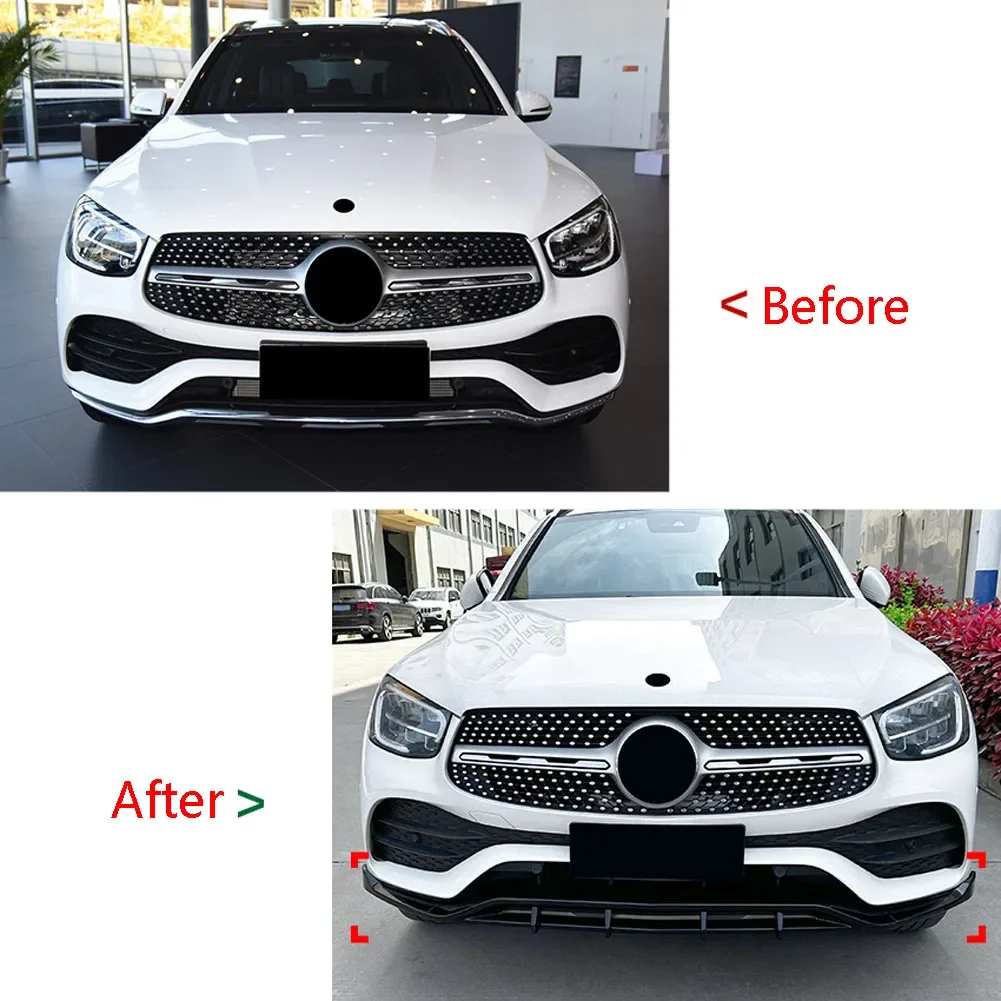 3 Stage Front Bumper Lip Spoiler Side Lower Splitters Body Kit For Mercedes Benz GLC Class X253 GLC200 260 300 2020-2022 AMG