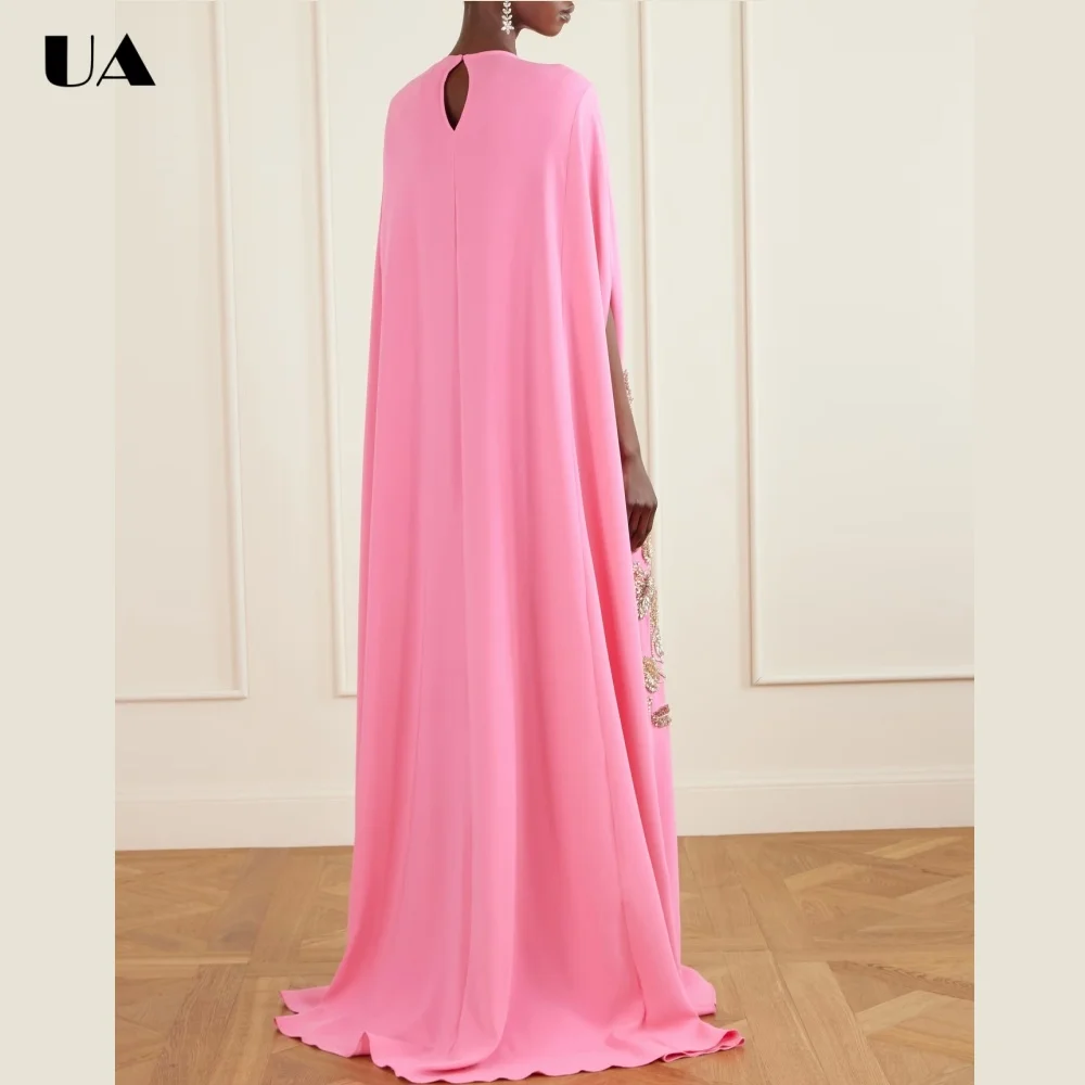 ULBYANRY Customized Embellished O-neck Prom Dresses for Women Elegant Cape Sleeve Evening Dress Exquisite Floor-length Gown