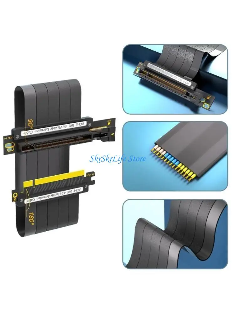 

E65E 90° 180° PCIEX16 Graphics Card Extension Cable PCIExpress Shielded Extender