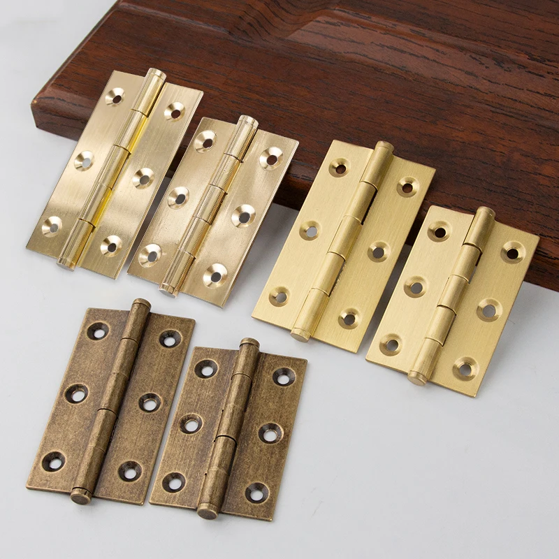 

HOT 10PCS Solid Brass Hinged Furniture Hinges Cupboard Wardrobe Bookcase Kitchen Cabinet Door Hinges Wood Case Box Hinges+Screws