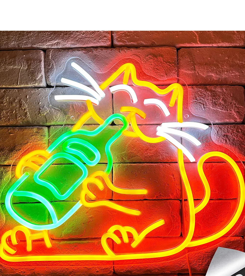 Cat Neon Sign LED Neon Light for Wall Decor Cute Cat Neon Sign Decor for Bedroom Home Bar Cat Theme Party