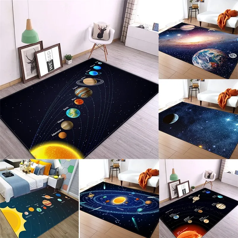 

3D Solar System Children's Early Education Learning Carpet Exploration of Space Planet Orbits Suitable for Living Room Bedroom