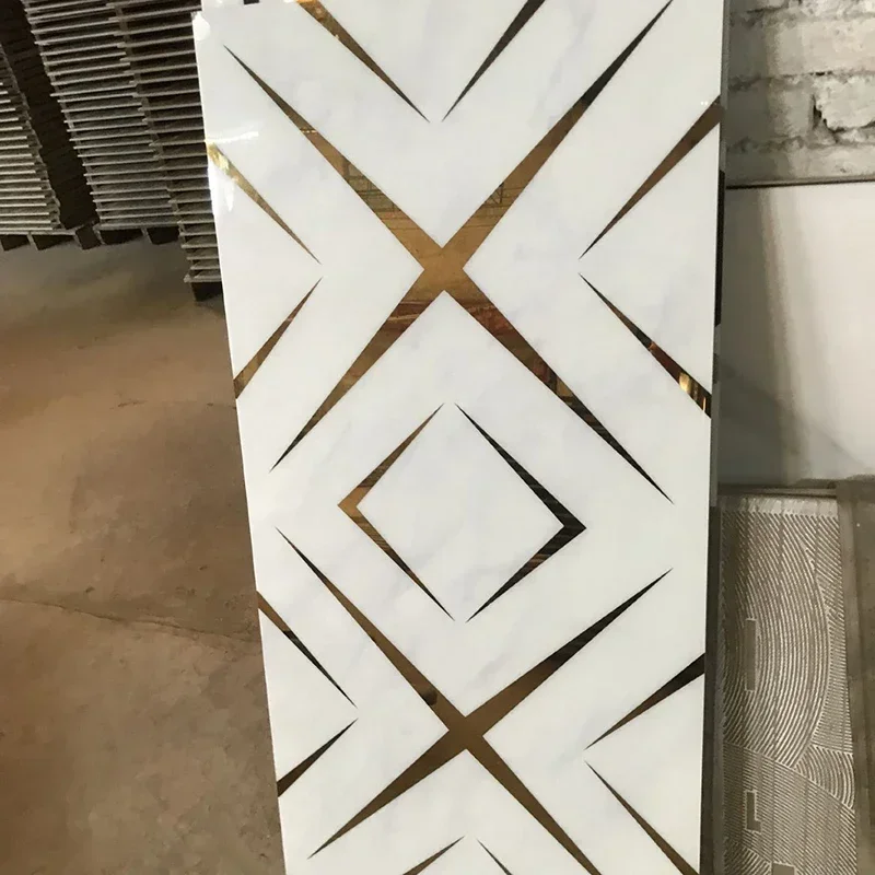 Spring Tile Living Room Tile Custom Waterproof 600x1200 Rectangular Luxury Golden Pulse White Ceramic Water Spray Wall