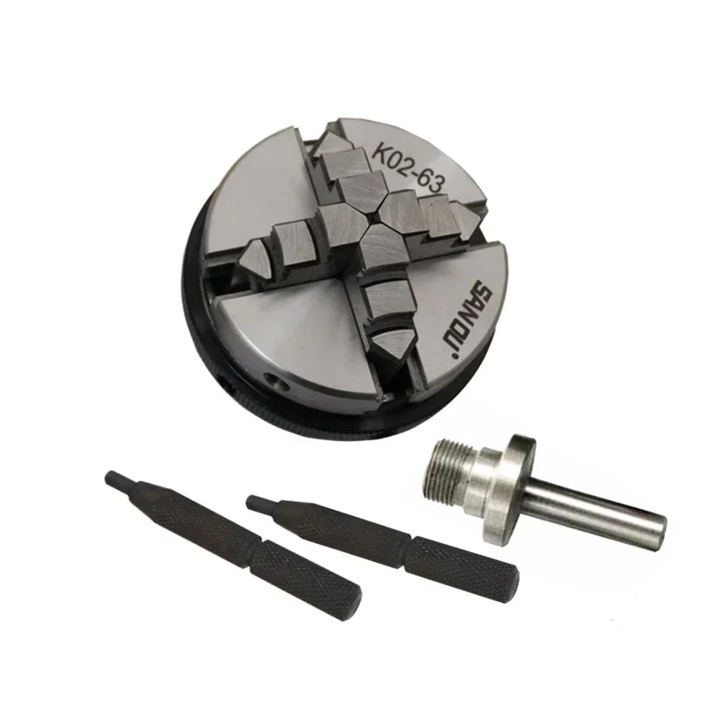 

CNC chuck 3 Jaws 4 Jaws Wood Lathe Chuck Clamp Accessory 50/63/80mm Self-center Chuck Set Connecting Rod for Wood Lathe Tools