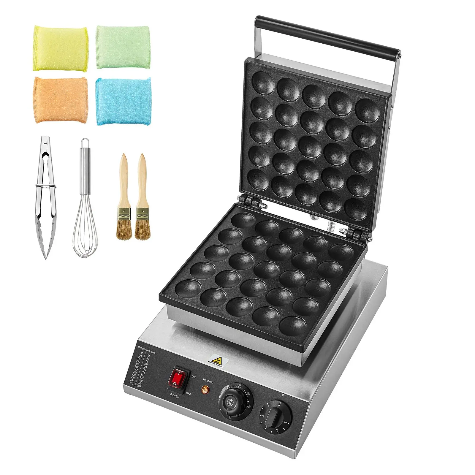 Mini Dutch Pancake Maker, 25PCS 43mm Diameter Dorayaki Baker Machine, 1700W Commercial Electric Poffertjes Grill, Non-stick Stai