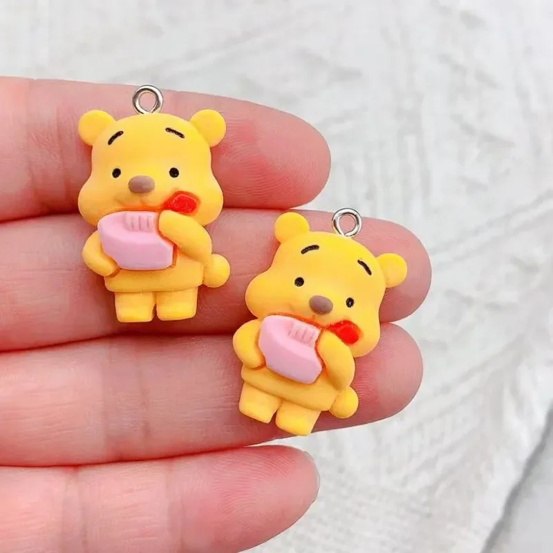 10Pcs Disney Fashion Cute Resin Bear Pendant Charms for Woman Girls Cartoon Jewelry Making Findings DIY Handmake Toy