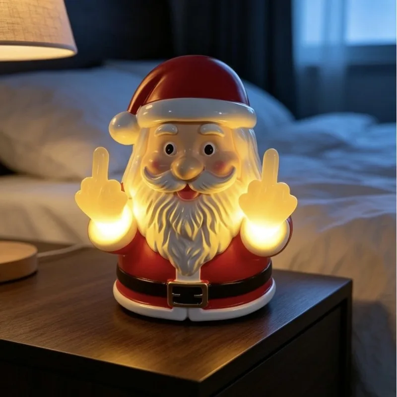 Funny Santa Claus Figurine Light Up Christmas Decoration Naughty Santa Novelty Desk Ornament Holiday Gift