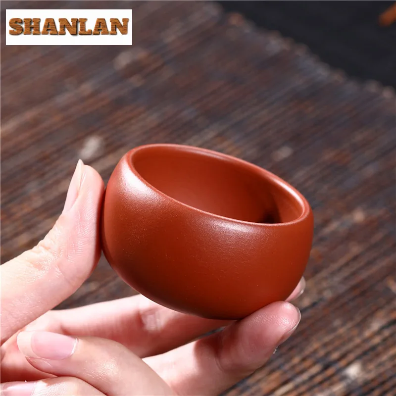 2 Pcs/set Authentic Yixing Purple Clay Teacup Handmade Meditation Cup Travel Tea Bowl Pu'er Master Tea Cup Chinese Tea Set 50ml