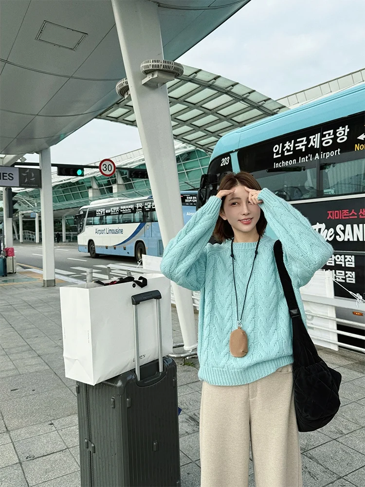 

Thiened Merino Wool 550g Knitted Sweater Loose Fit Overhead Sle Women's Faion Autumn Winter Warm Casual Loose Top