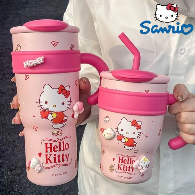 

Hellokitty Sanrios аниме кавайная чашка для мороженого 316 нержавеющая сталь соломенная изоляционная чашка для девочек подарок на день рождения и Рождество