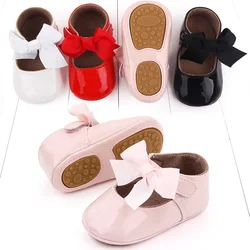 Baby Girl Princess Shoes High Quality PU and TPR Anti-slip Cute Bowknot Toddler Birthday Party Shoes for 0-18 M 2023 New Fashion