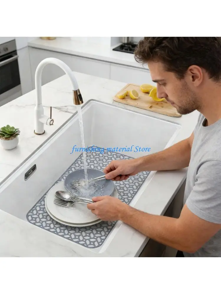 

Мягкая гибкая полка для посуды Y5GD для тарелок и посуды в сером цвете зоны раковины