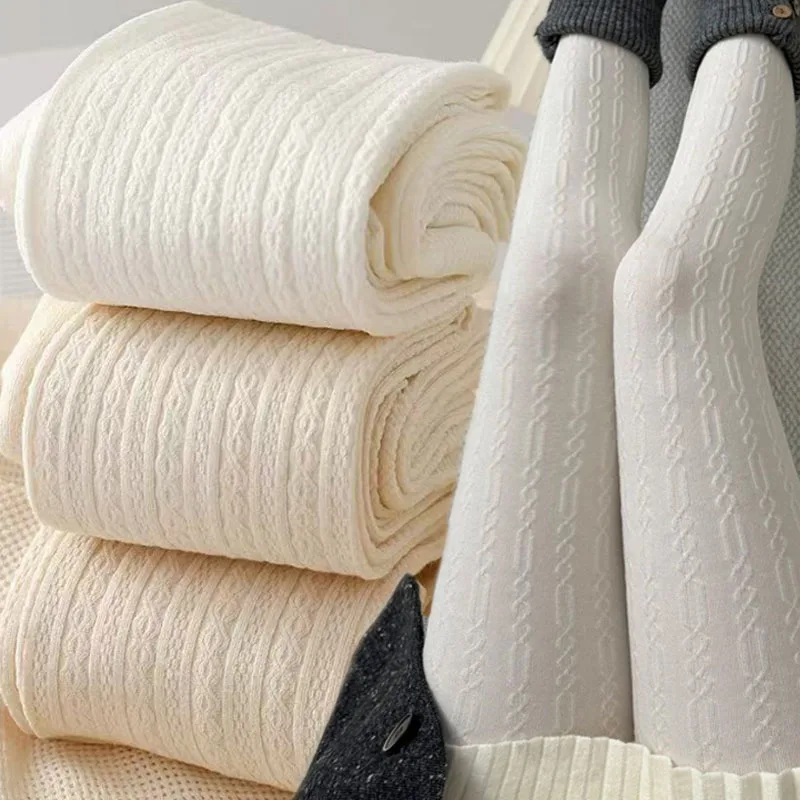 

Simple Striped Thermal Tights Leggings Autumn Winter Korean Harajuku Women Comfortable Soft Vintage Pantyhose Fashion Stocking