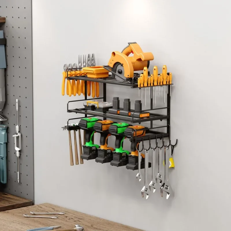 Wall-mounted Power Tool Rack Electric Drill Organizer Garage Tool Storage Shelf Drill Holder Hand Tool Organization Accessories