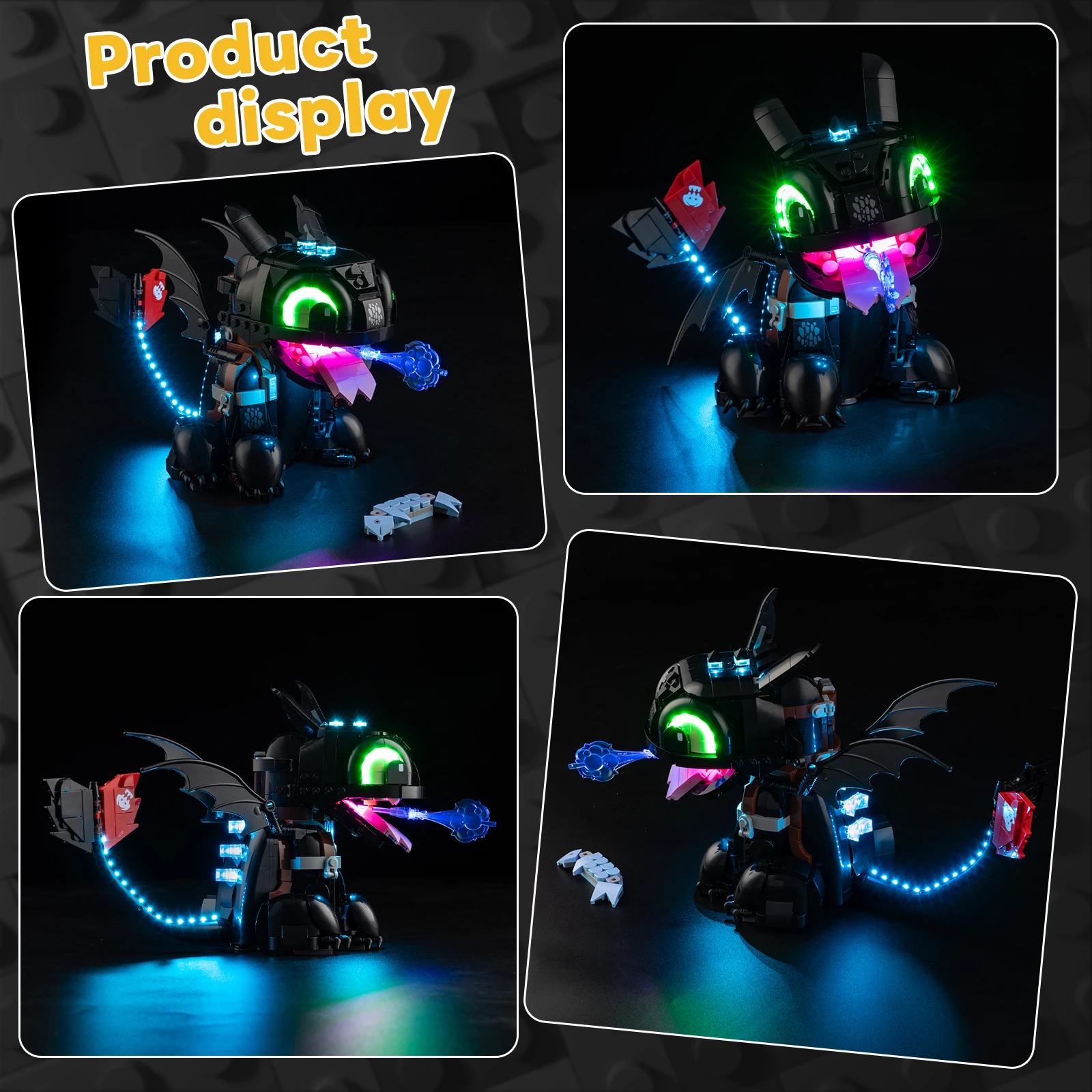 Kyglaring conjunto de iluminação led brinquedos diy para como treinar seu dragão: blocos de construção desdentado 10375 (sem modelo)