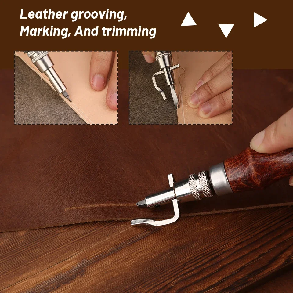 

LMDZ 7 in 1 Leather Craft Adjustable Stitching and Slotting Crease Leather Tools DIY Handmade Multifunctional Trimmer