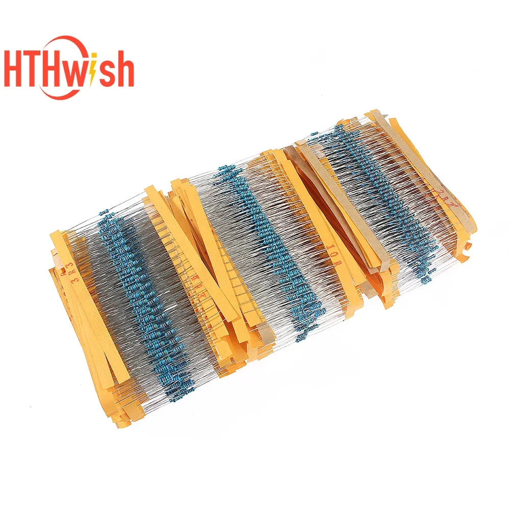 2600pcs 0.25W 1% Metal Film Resistors Assorted Pack Kit 130 Values 1/4W 1ohm-3M Resistance Set Assortment