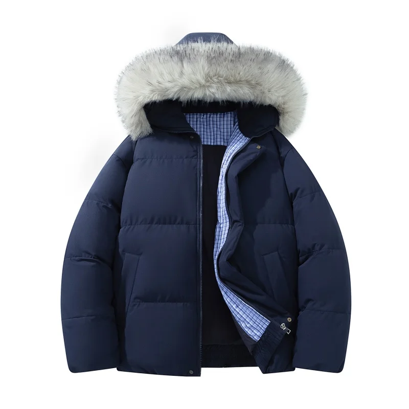 

Winter Fashion Solid Color Thickened Warm Hooded Cotton-Padded Jacket Men's Loose Leisure Windproof High Quality Plus Size Coat