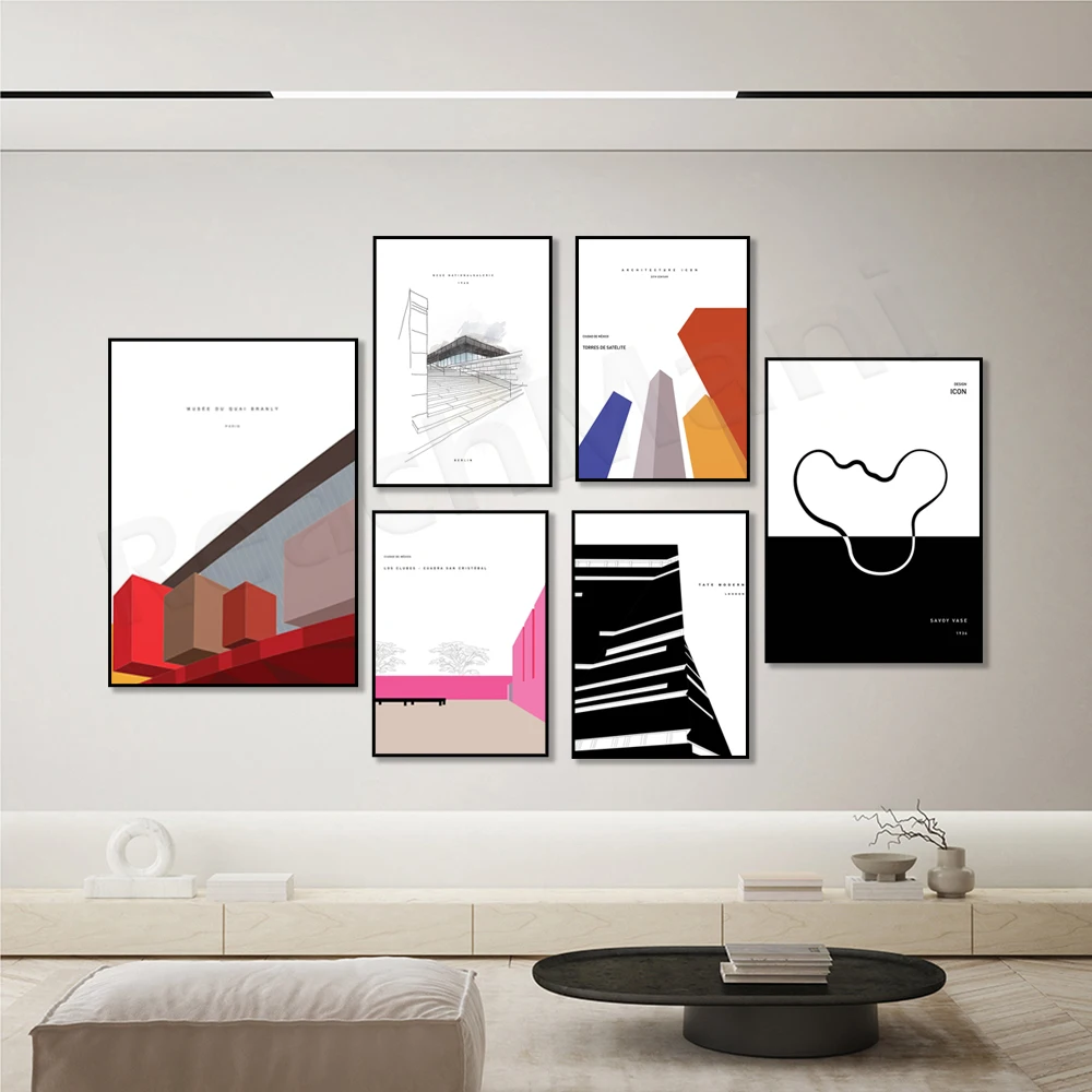 Bauhaus Architecture, Barcelona Pavilion, Tate Modern, London, Paris, Musée du quai Branly Scandinavian Architecture Poster