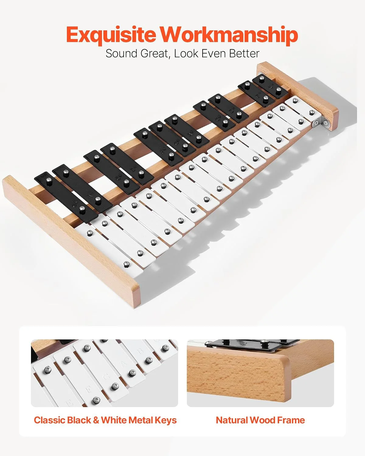 Glockenspiel Xylophone, 27 Notes,Professional Xylophone Percussion Instrument,with Metal Keys,for Adults and Kids Music Teaching