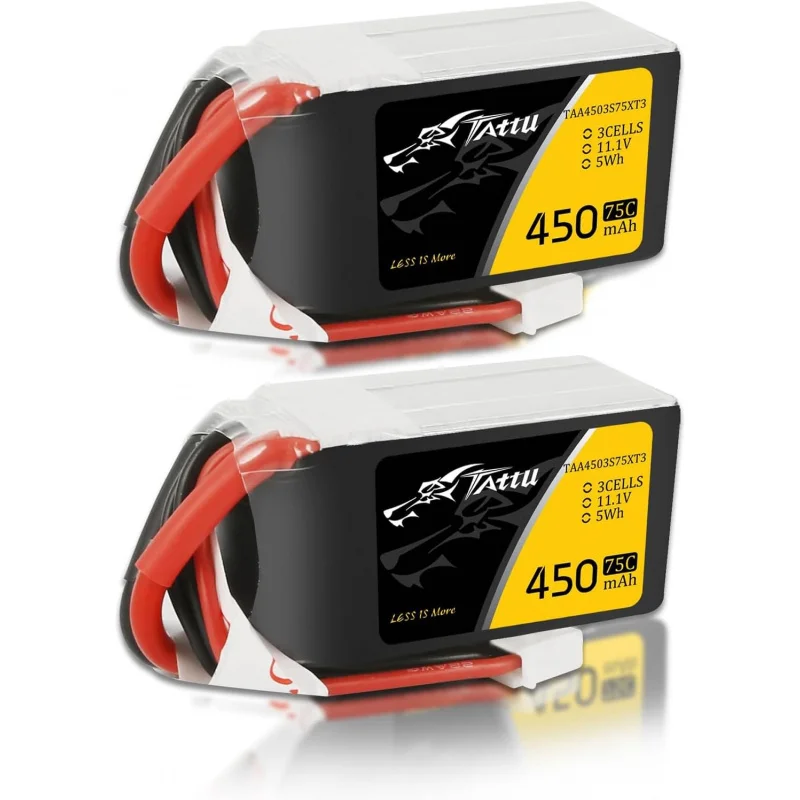 

TATTU 11.1V 3S 450mAh 75C LiPo Battery Pack with XT30 Plug(2 Pcs)