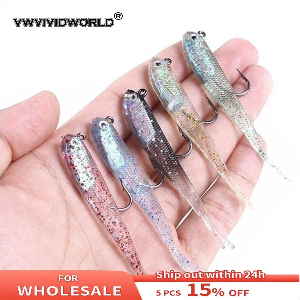 

VWVIVIDWORLD VH Fishing Gear Lure Bait Multi-color Fork Tail Package Lead Fish 7cm5g Sea Fishing Gear Luya Soft Bait Wholesale