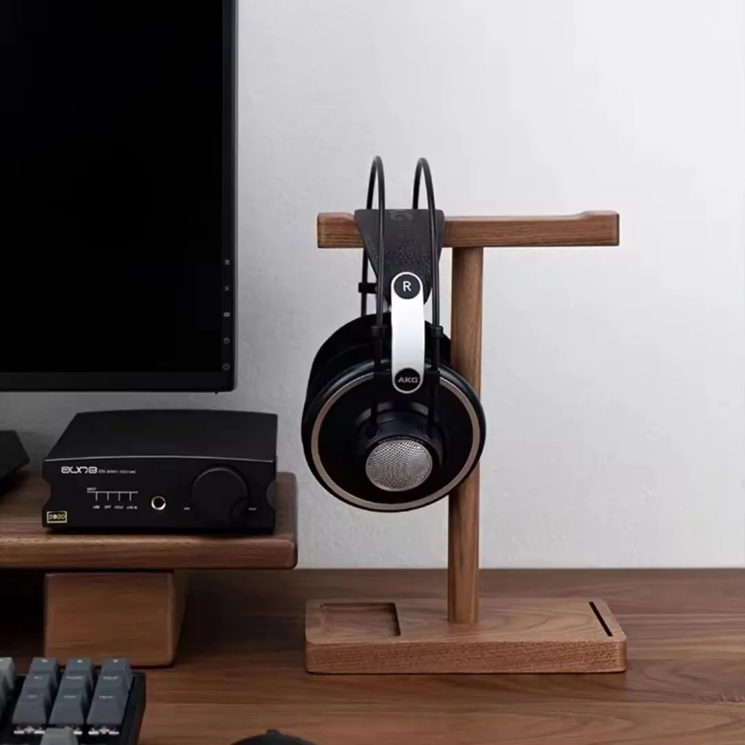 

Настольные кронштейны для хранения, подставка для наушников, подвесная подставка для наушников из орехового дерева, креативный универсальный держатель для гарнитуры из цельного дерева