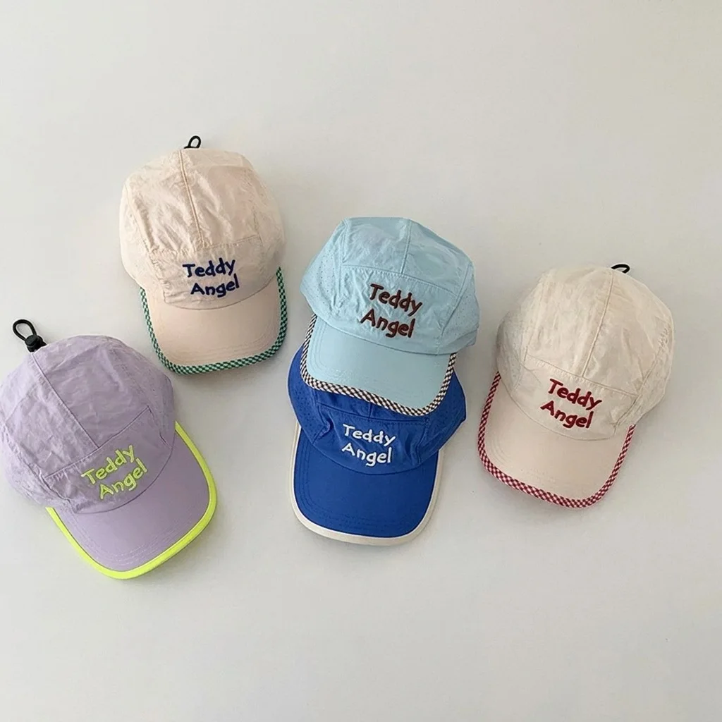 Summer Kids Boys Girls Baseball Caps Letter Pattern Sun Hats Thin Breathable Quick Drying Children Peaked Hat 4-10 Years