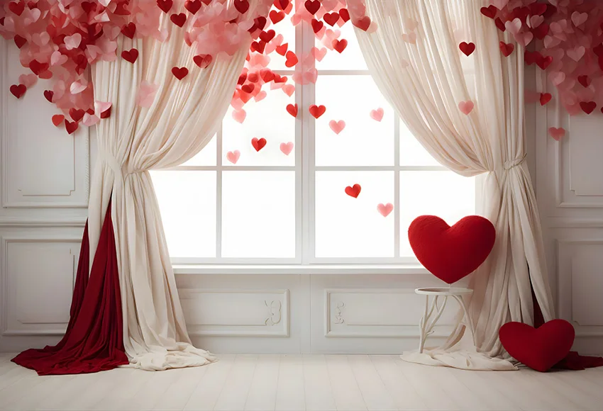 Mehofond ถ่ายภาพฉากหลังตกแต่งผ้าม่านหัวใจสีแดงสำหรับวันวาเลนไทน์งานปาร์ตี้งานแต่งงานงานเลี้ยงทารก