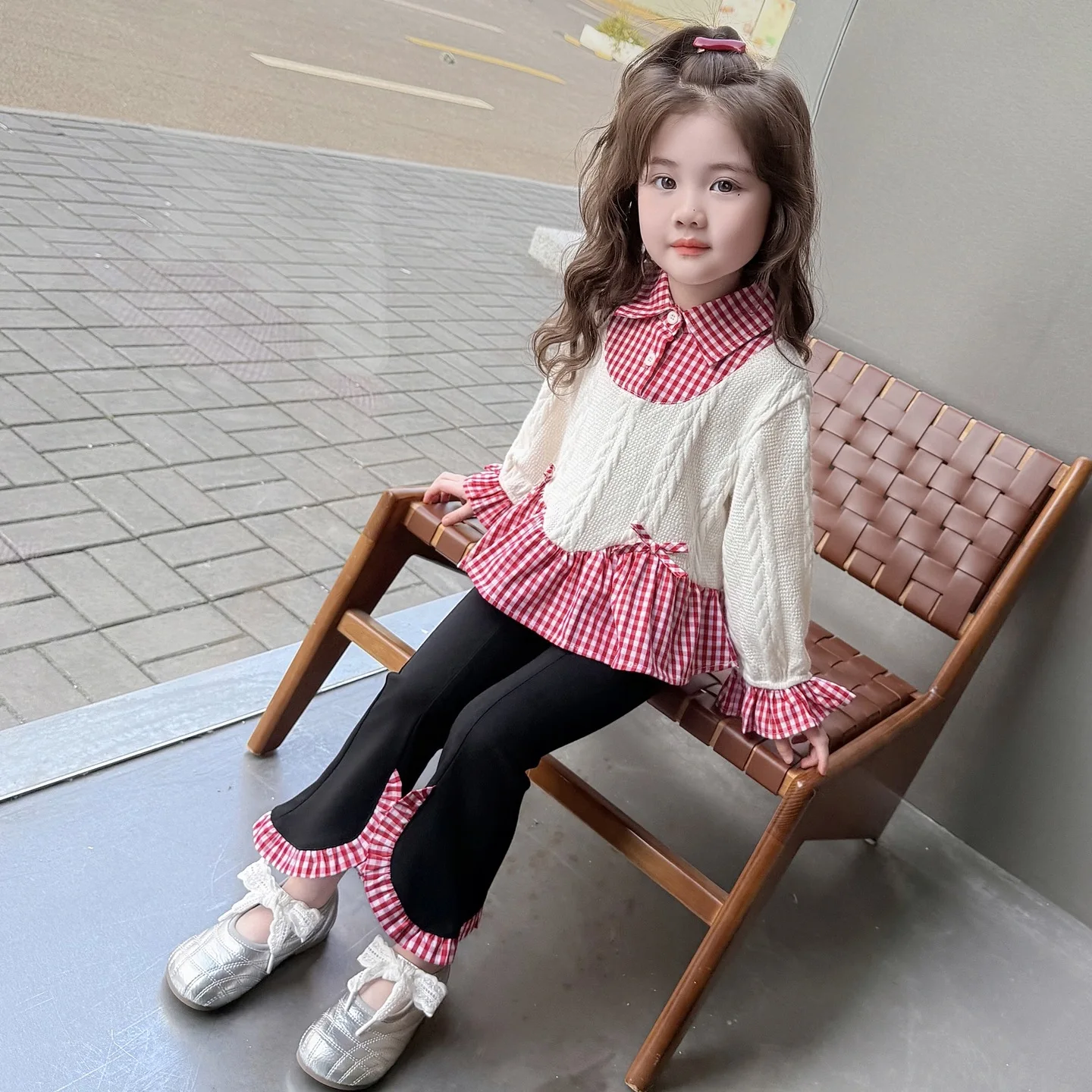 

Bell-bottoms Two-piece Set Grils Children Korean Loose Casual Sweet Cute Fashionable Comfortable Spring Autumn New