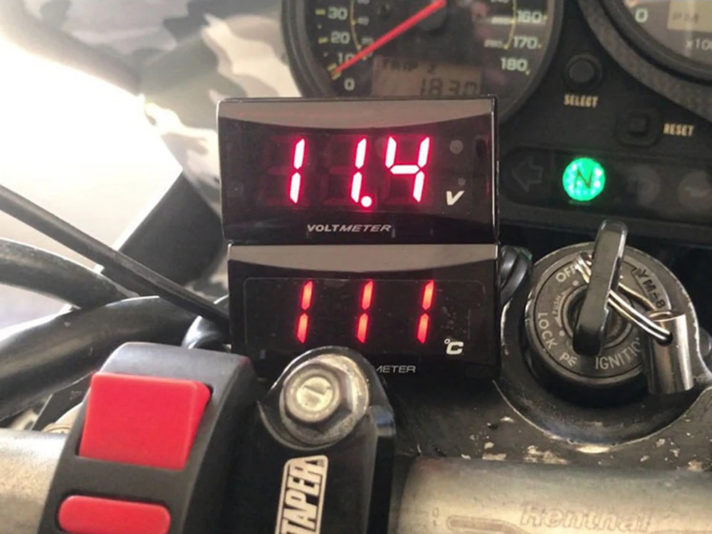 12V 0~120°C Monitor Motorcycle Thermometer Water Tank Retrofit Temperature Meter Indicator Warning With Sensors