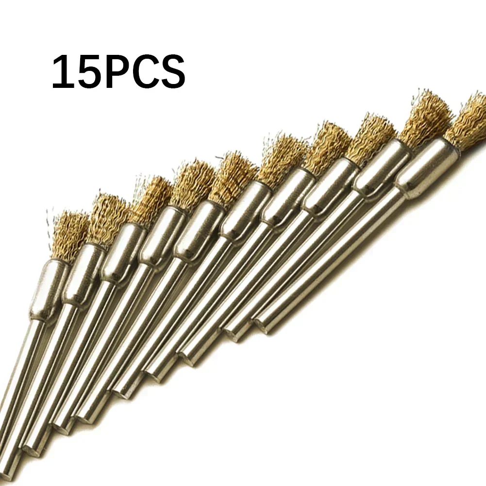 Imagem -05 - Fio de Bronze Broca Escova Mini Escova Ferramenta Rotativa para Broca Polimento Rebolo Escova Acessórios 15 Peças