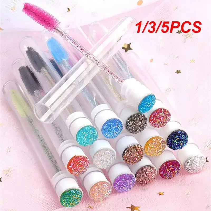 1/3/5PCS Mascara Wands Eyebrow Brush Dust-Proof Sparkling Bling Tube Disposable Eyelash Brush Reusable Crystal Eyelash