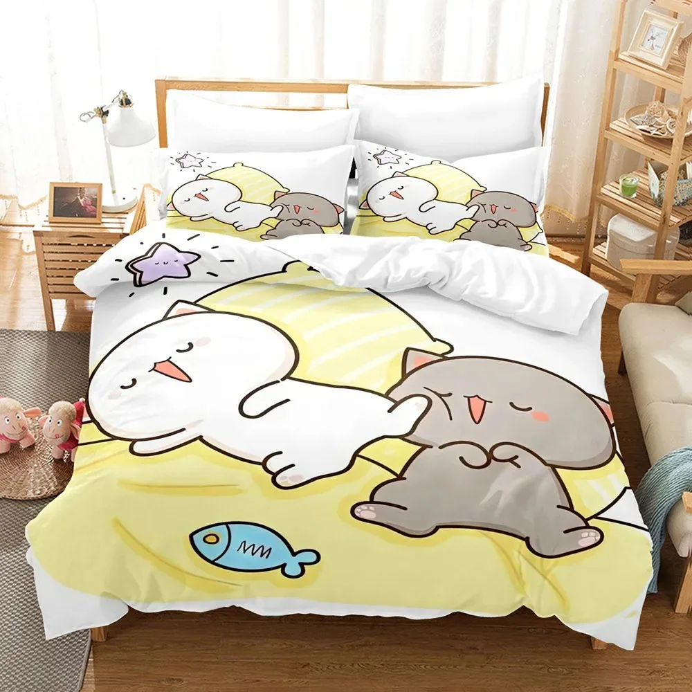 Bubu Dudu Cartoon Cute Bear Kawaii Christmas Gift Bedding Set Double King Size Duvet Cover and Pillowcase Kid's Duvet Cover Set