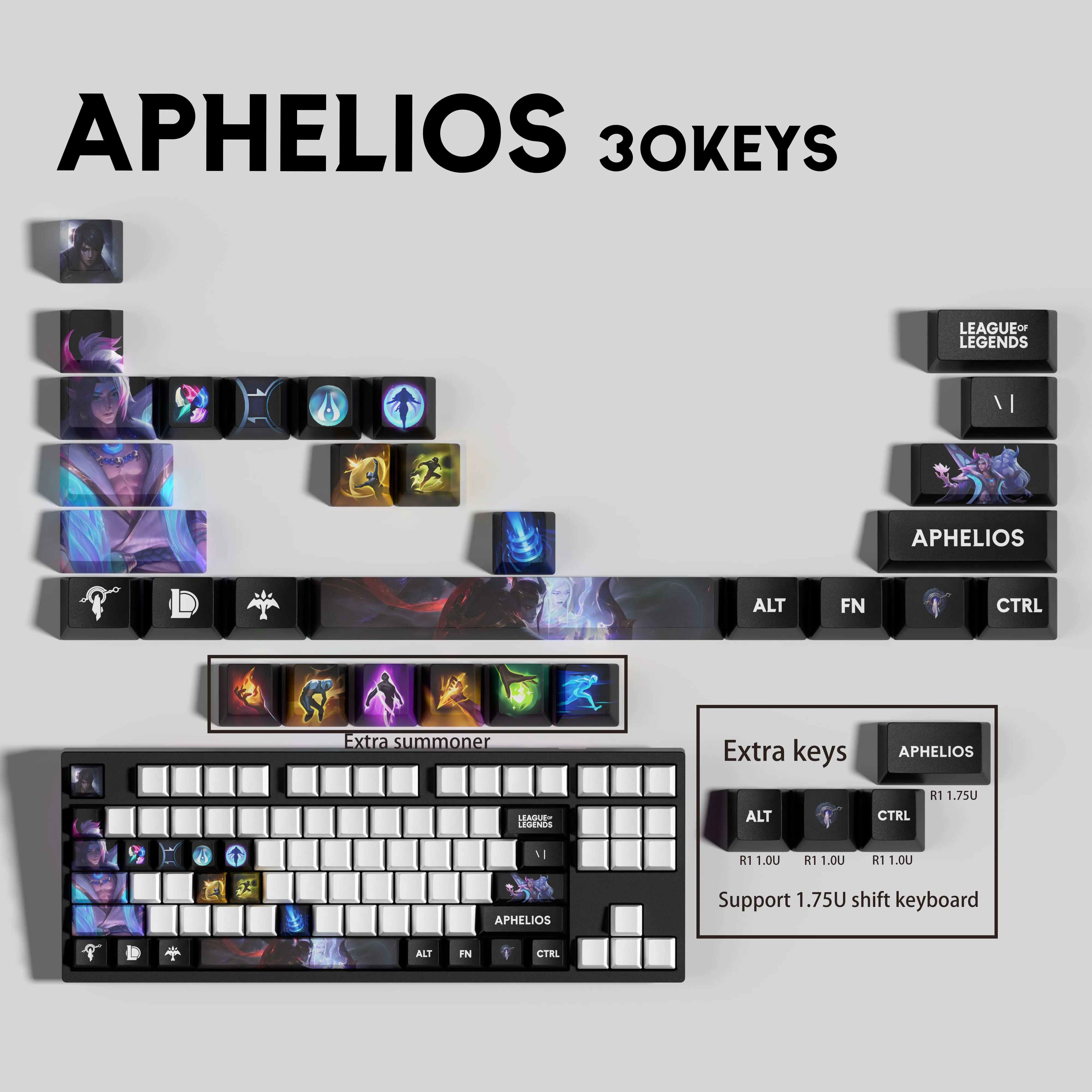 

Aphelios KEYCAPS Новый дизайн колпачков для клавиш League of Legends 30KEYCAPS OEM профильные колпачки для механической клавиатуры