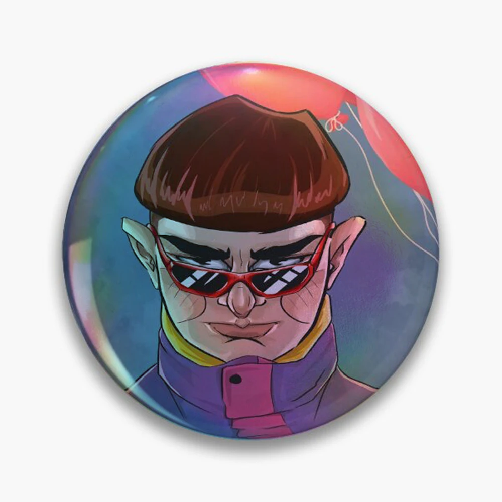 Oliver Tree Pin Holographic Star Heart Pin Brooches Laminated Button Fashion Accessory