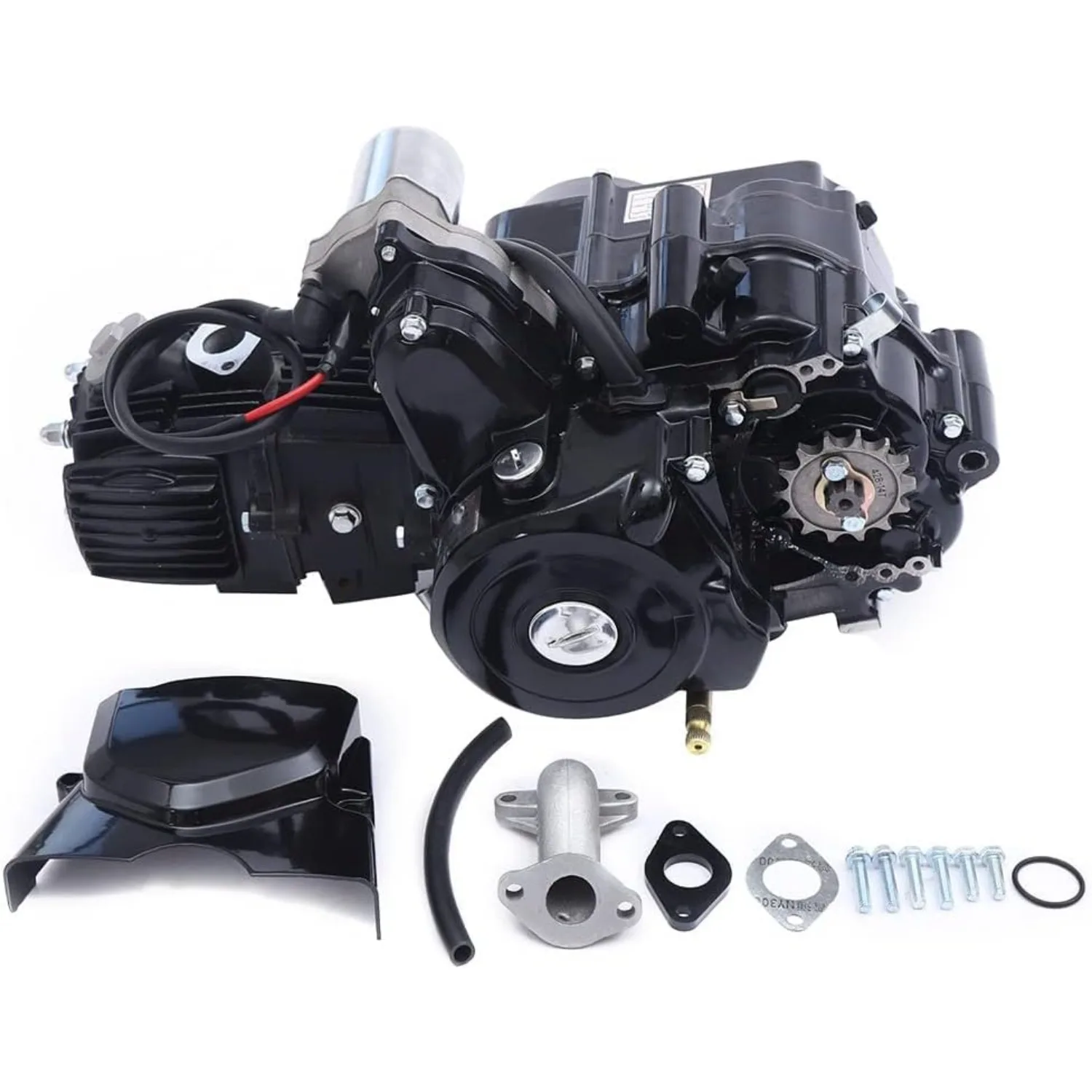 

125CC ATV GO Kart Engine Motor Replacement Kit, 4-Stroke/Air Cooled Semi Auto Transmission W/Reverse Engine, Electric Start Engine Motor for Upgrading 50cc-110cc ATVs (US Stock)