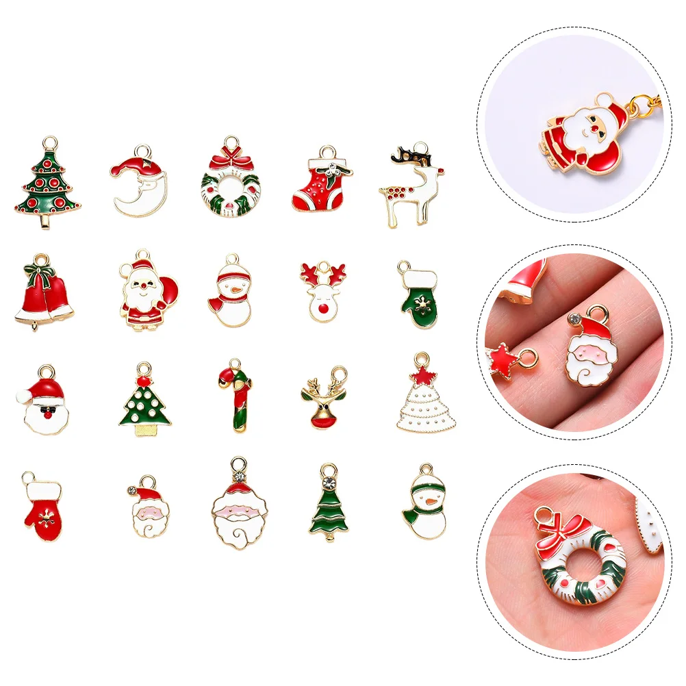 

20 Pcs Gift Jewelry Accessories Christmas Charms for Snowman Alloy Pendant Necklace Accessory