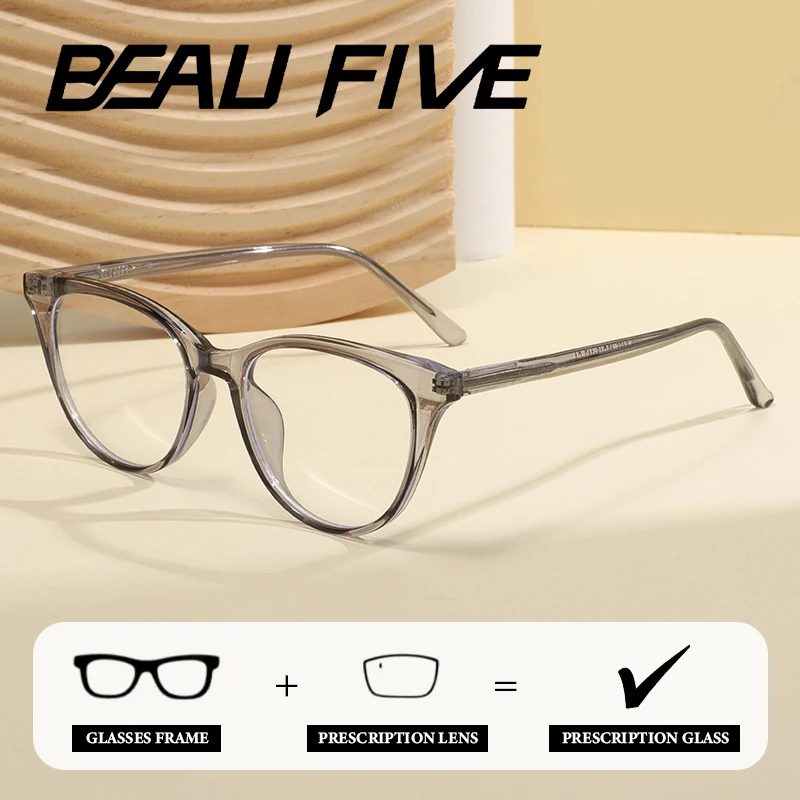 BEAU FIVE نظارات طبية على شكل عين القطة UV400 مضادة للنظارات الشمسية الزرقاء لقصر النظر التقدمية عدسات النظارات البصرية مع وصفة مخصصة 8465 #1