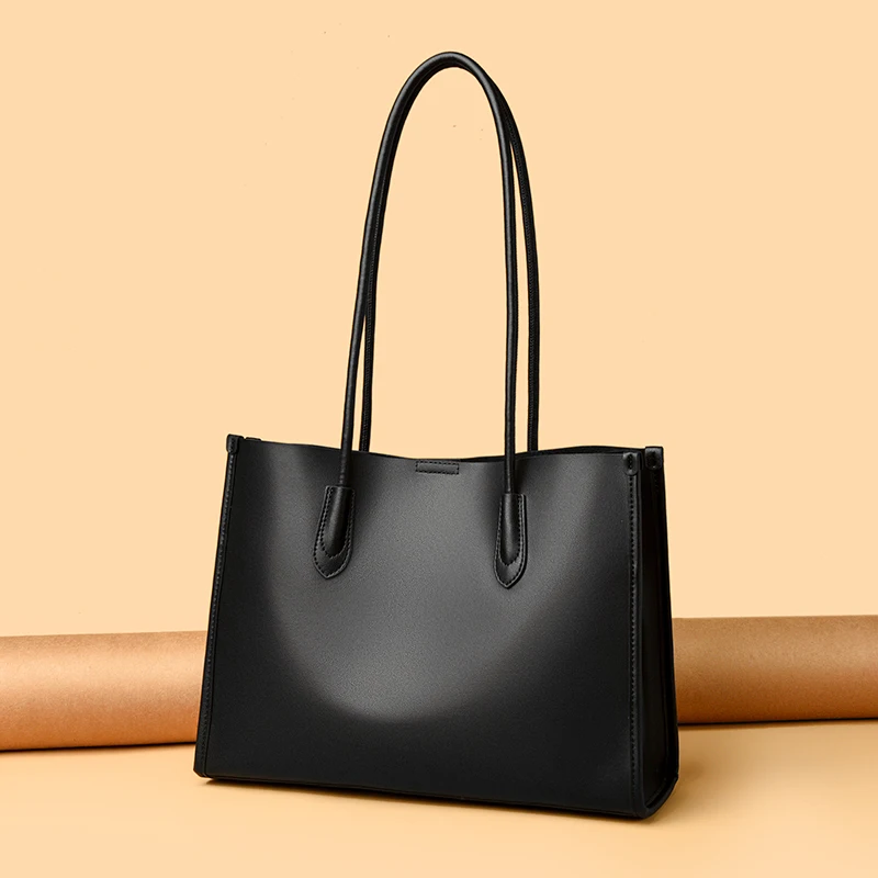 

Новая модная женская сумка цвета хаки из натуральной кожи, женская сумка на плечо, большая сумка-тоут, большая вместительная сумка-шоппер, карманные книги