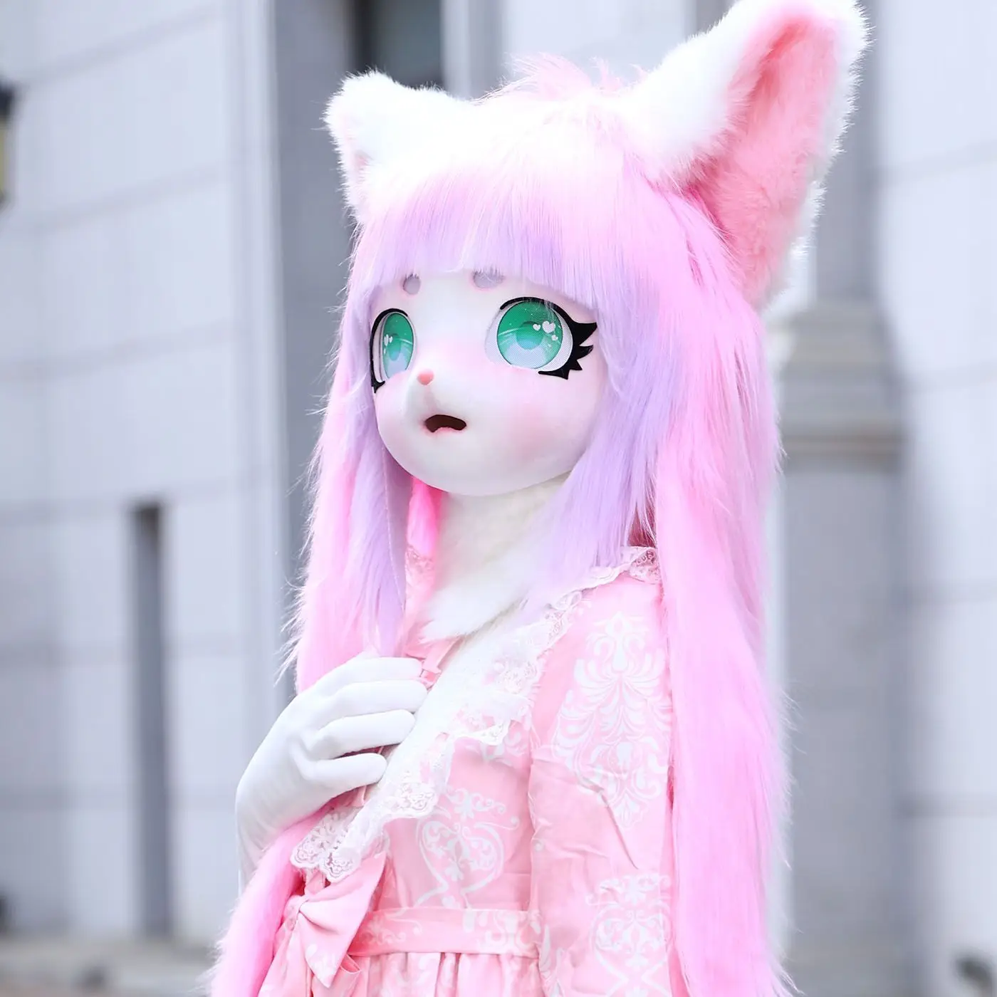 Sweet Lolita Lop Ear Rabbit Fursuit Mask Cosplay Costume Kigurumi