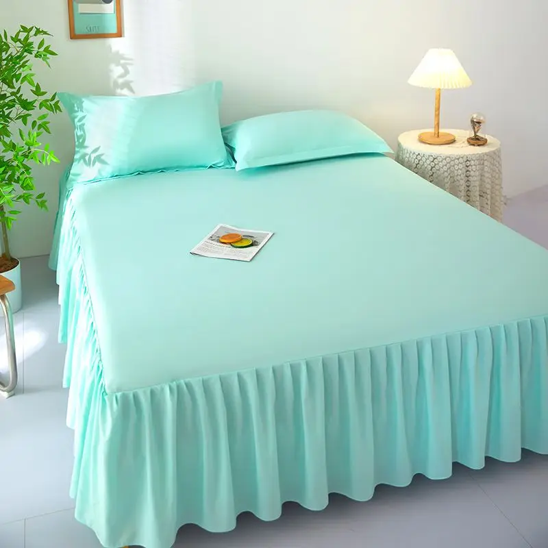 Solid Bed Skirts Simple Washable Bedding Luxury Household Skin-friendly Bedsheets King Queen Size Non-slip Dust-proof Bedspread